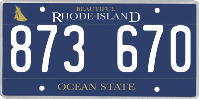 RI license plate 873670