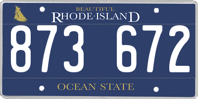 RI license plate 873672