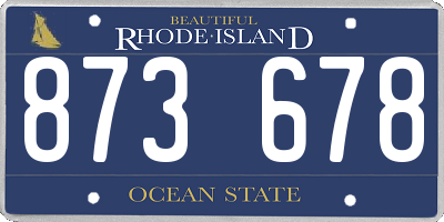 RI license plate 873678