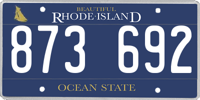 RI license plate 873692