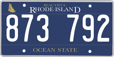 RI license plate 873792
