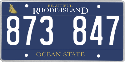 RI license plate 873847