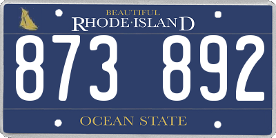 RI license plate 873892