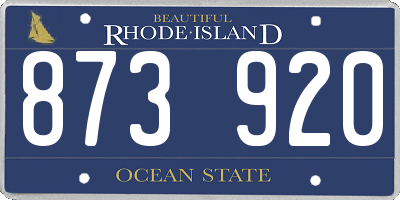 RI license plate 873920