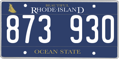RI license plate 873930