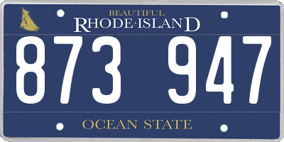 RI license plate 873947