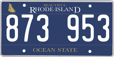 RI license plate 873953