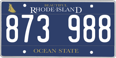 RI license plate 873988