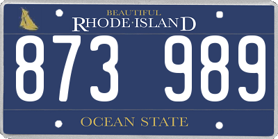 RI license plate 873989