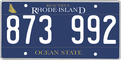 RI license plate 873992