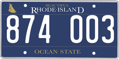 RI license plate 874003