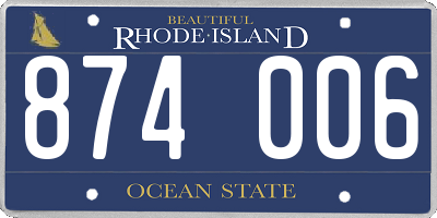 RI license plate 874006