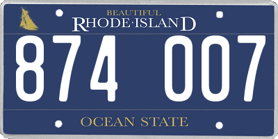RI license plate 874007