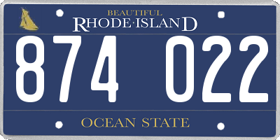 RI license plate 874022