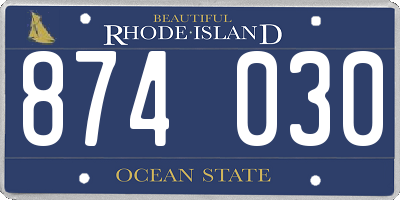 RI license plate 874030