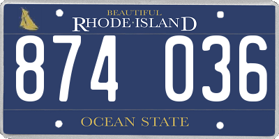 RI license plate 874036