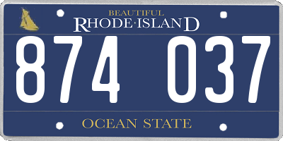 RI license plate 874037
