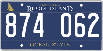 RI license plate 874062