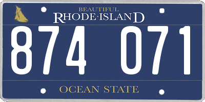 RI license plate 874071