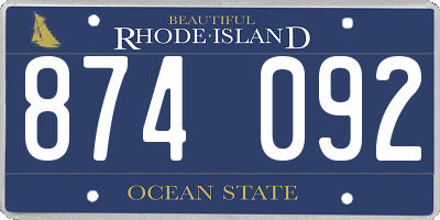 RI license plate 874092