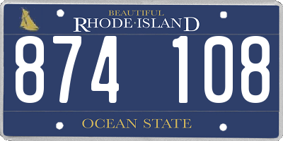 RI license plate 874108