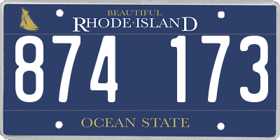 RI license plate 874173