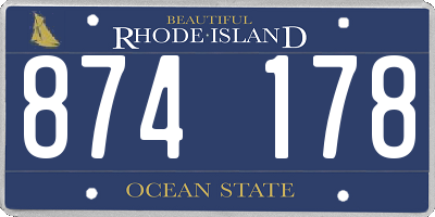 RI license plate 874178