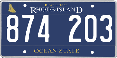 RI license plate 874203