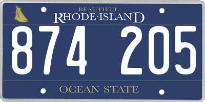RI license plate 874205