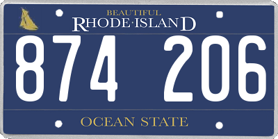 RI license plate 874206