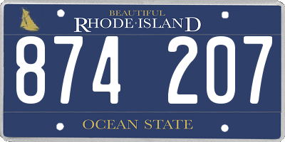RI license plate 874207