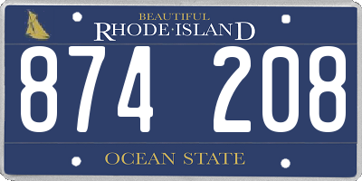 RI license plate 874208