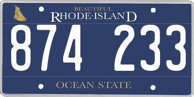 RI license plate 874233