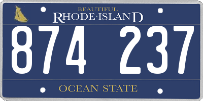 RI license plate 874237