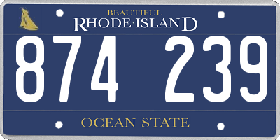 RI license plate 874239