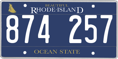 RI license plate 874257