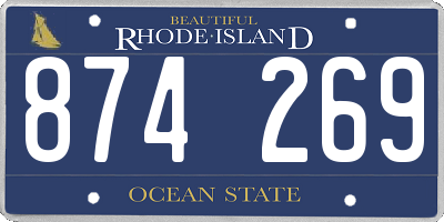 RI license plate 874269