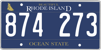 RI license plate 874273