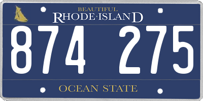 RI license plate 874275