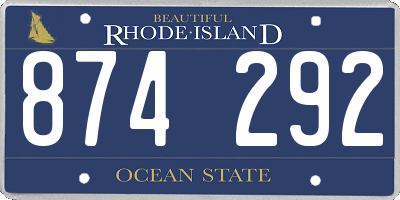 RI license plate 874292