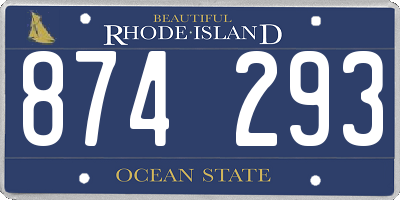 RI license plate 874293