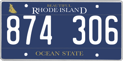 RI license plate 874306