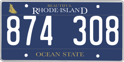 RI license plate 874308