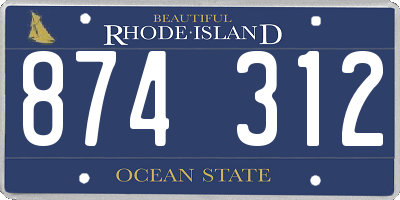 RI license plate 874312