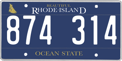 RI license plate 874314