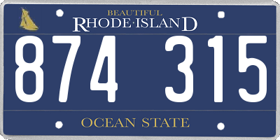RI license plate 874315