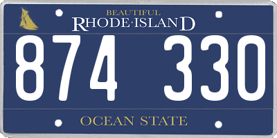 RI license plate 874330
