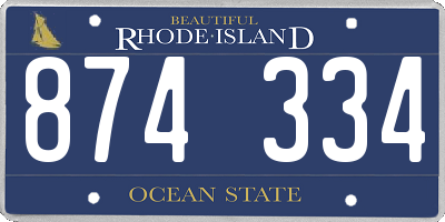 RI license plate 874334