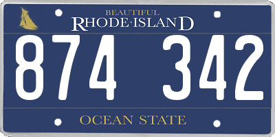 RI license plate 874342