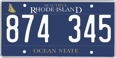 RI license plate 874345